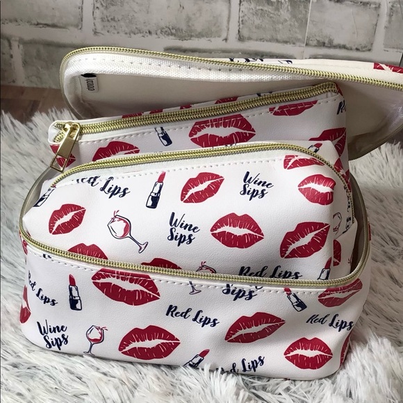 Etereauty 3 - Piece Make-up Bag Set - Lips & Sips - Picture 4 of 14